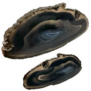 Polished Black Agate Slice – Natural Stone for Display or Crafts